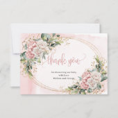 Mooie roze gouden bloemige eucalyptus bedankkaart (Voorkant)