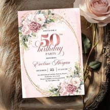 Mooie Roze Gouden Blush Bloemen 50e Verjaardagsfee