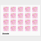 Mooie Roze Gouden Glitters Glans Hart Vierkante Sticker (Vel)