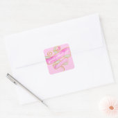 Mooie Roze Gouden Glitters Glans Hart Vierkante Sticker (Envelop)
