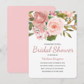 Mooie roze gouden roze bloemen bruiloft kaart (Voorkant / Achterkant)