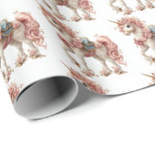 Mooie roze gouden witte eenhoorn cadeaupapier (Rol Hoek)