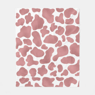 Mooie Roze Gouden Witte Koeienprint Dierenpatroon Fleece Deken