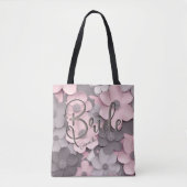 Mooie roze-grijs 3D Poppies Floral Bride Tote Bag (Voorkant)