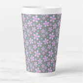 Mooie Roze & Grijs Bloemendecor Latte Mok (Voorkant)