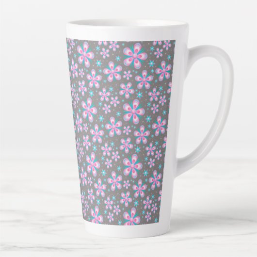 Mooie Roze & Grijs Bloemendecor Latte Mok (Rechts)