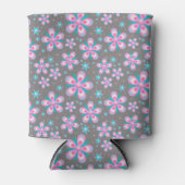 Mooie Roze & Grijs Bloemendesign Blikjeskoeler (Voorkant)