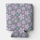 Mooie Roze & Grijs Bloemendesign Blikjeskoeler (Achterkant)