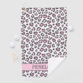 Mooie Roze Grijs Dier Luipaardprint Golfhanddoek (Insitu)
