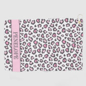 Mooie Roze Grijs Dier Luipaardprint Golfhanddoek (Horizontaal)