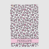 Mooie Roze Grijs Dier Luipaardprint Golfhanddoek (Voorkant)