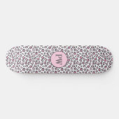 Mooie Roze Grijs Dier Luipaardprint Persoonlijk Skateboard (Horizontaal)
