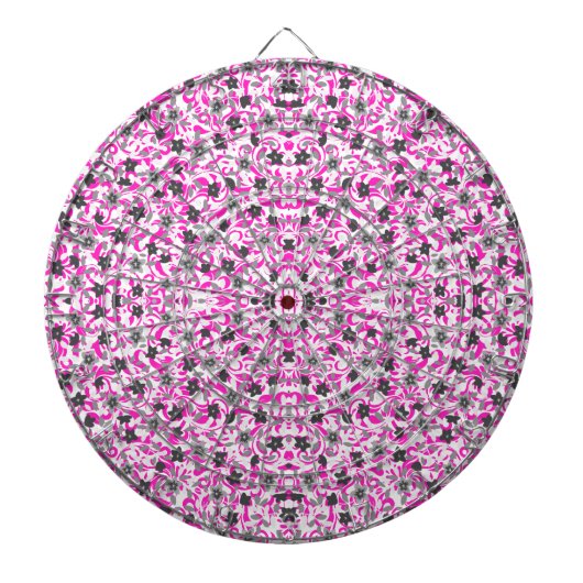 Mooie roze grijze witte abstracte bloemen dartbord (Voorkant)