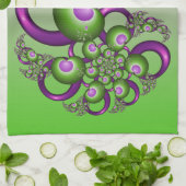 Mooie Roze Groene Harten Moderne Abstracte Fractal Theedoek (Gevouwen)