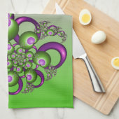 Mooie Roze Groene Harten Moderne Abstracte Fractal Theedoek (Quarter Fold)