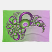 Mooie Roze Groene Harten Moderne Abstracte Fractal Theedoek (Horizontaal)