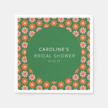 Mooie Roze Groene Retro Bloemen Bruidsfeest Aangep