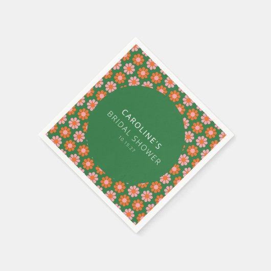 Mooie Roze Groene Retro Bloemen Bruidsmeisjesfeest Servet (Hoek)