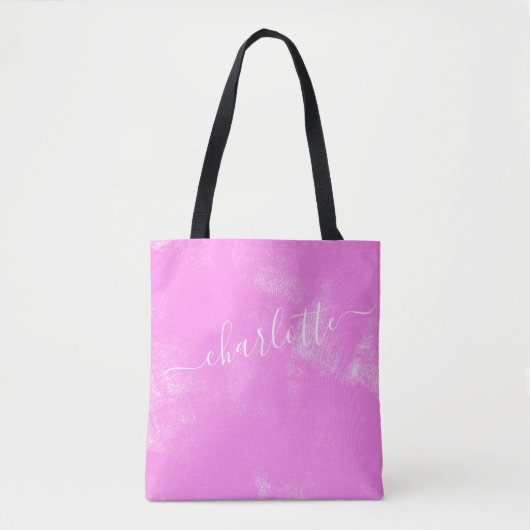 Mooie Roze Grunge Esthetiek Gepersonaliseerde Naam Tote Bag (Voorkant)