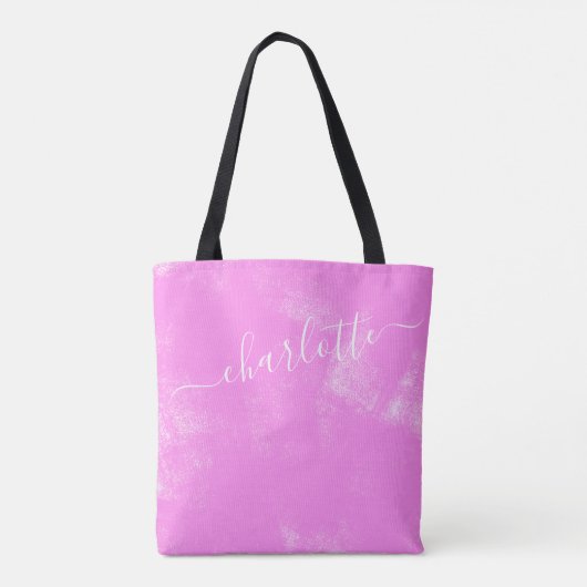 Mooie Roze Grunge Esthetiek Gepersonaliseerde Naam Tote Bag (Achterkant)