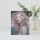 Mooie roze haar zeemeermin briefkaart (Staand voorkant)