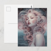 Mooie roze haar zeemeermin briefkaart (Voorkant / Achterkant)