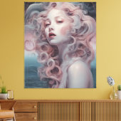 Mooie roze haar zeemeermin canvas afdruk (Insitu (Woonkamer))