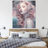 Mooie roze haar zeemeermin canvas afdruk (Insitu (Slaapkamer))