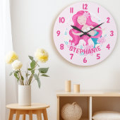 Mooie Roze Haar Zeemeermin Meisjes Fantasy Slaapka Grote Klok