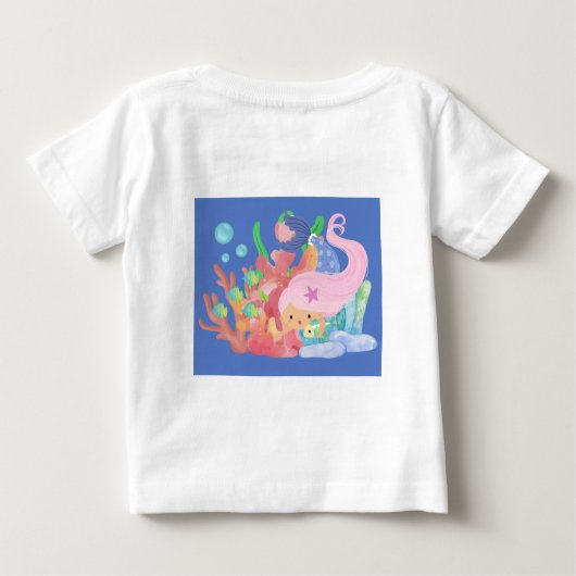 Mooie roze haar zeemeermin spelen knuffelen een vi (Achterkant)