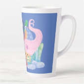 Mooie roze haar zeemeermin spelen knuffelen een vi latte mok (Rechts)