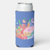 Mooie roze haar zeemeermin spelen knuffelen een vi seltzer blikjeskoeler (Seltzer Achterkant)