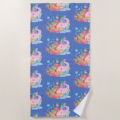 Mooie roze haar zeemeermin spelen knuffelen een vi strandlaken (Voorkant)