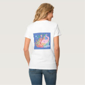 Mooie roze haar zeemeermin spelen knuffelen een vi t-shirt (Achterkant volledig)