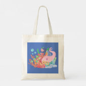 Mooie roze haar zeemeermin spelen knuffelen een vi tote bag (Achterkant)