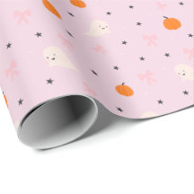 Mooie Roze Halloween Geest Patroon Inpakpapier