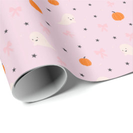 Mooie Roze Halloween Geest Patroon Inpakpapier