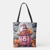 Mooie Roze Halloween Pompoen Jack-o-lantern Tote Bag (Achterkant)