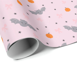 Mooie Roze Halloween Vleermuis Patroon Inpakpapier