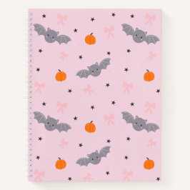 Mooie Roze Halloween Vleermuis Patroon Notitieboek