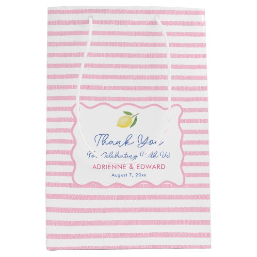 Mooie Roze Handgetekende Citroen Trouw Dankjewel Medium Cadeauzakje (Voorkant)