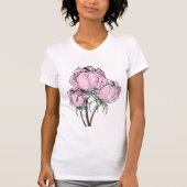 Mooie roze handgetekende Rozen T-shirt (Voorkant)