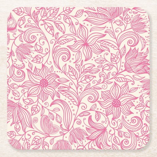 Mooie roze handtekening van de platte schets kartonnen onderzetters (Voorkant)
