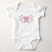 Mooie Roze Hart Liefde Vogel Bloemig Romper (Voorkant)