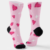 Mooie Roze Hart Lollypop Naadloos Patroon Sokken (Gebogen)