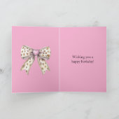 Mooie Roze Hart Luipaard Meisjesachtige Strik Verj Kaart (Binnen)