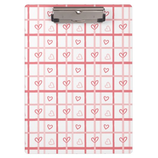 Mooie Roze Hart Rasterpatroon Klembord (Voorkant)