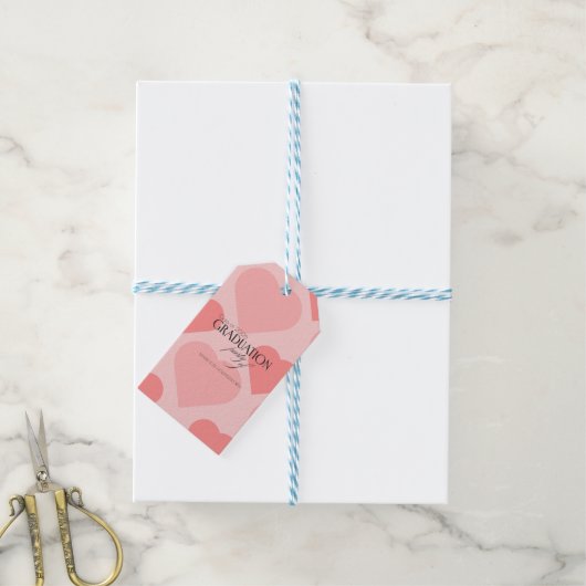 Mooie roze harten Afstudeerfeestje Cadeaulabel (Met Touw)