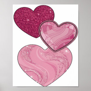 Mooie Roze HARTEN EN GLITTER Ontwerp Poster