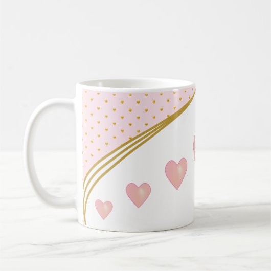 Mooie roze harten en gouden Confetti Koffiemok (Links)